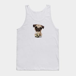 Cute Pug Puppy Dog With Football Soccer Ball Tank Top